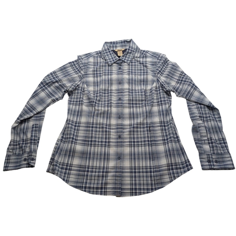 Duluth Trading Co Plaid Performance Shirtβ Womens M Blue Vented Stretch 74504